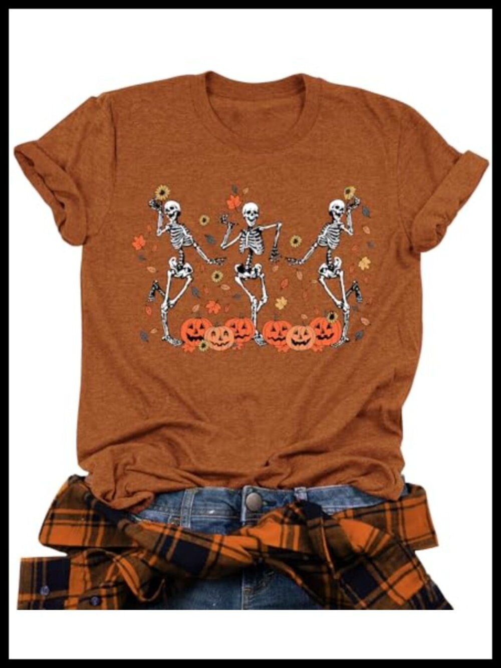Dancing Skeleton Graphic T-Shirt Short Sleeve Halloween Tee